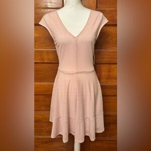 Bar III Blush Pink Mesh Fit and Flair Dress
